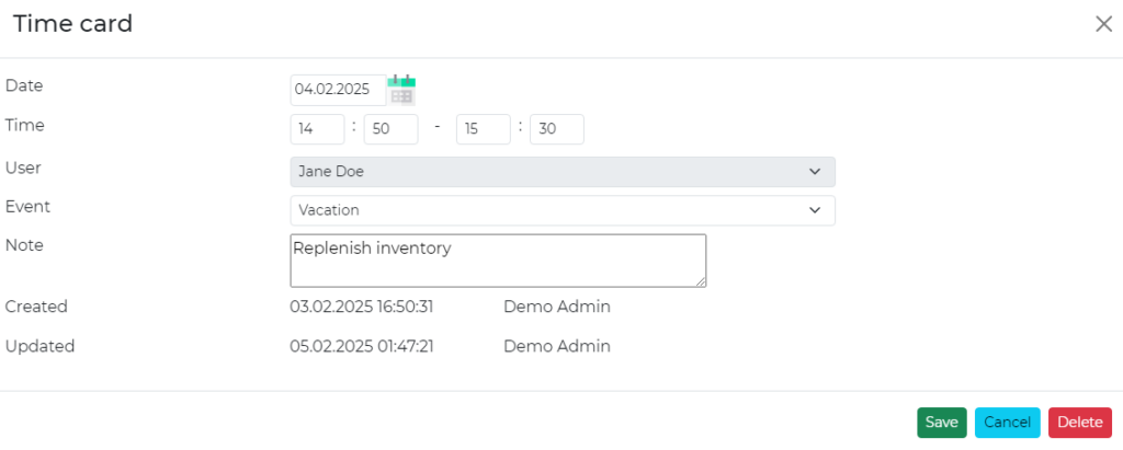 Time card report - iPacky - Shopify